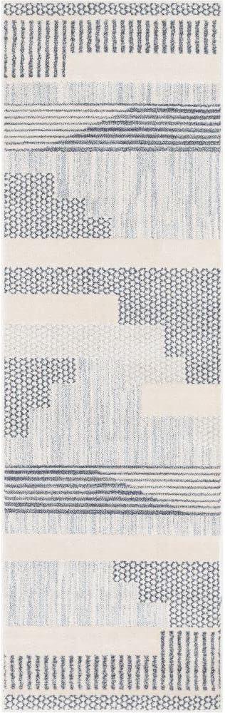 Marcone Briar Tribal Geometric Abstract Light Blue Looped Pile Rug