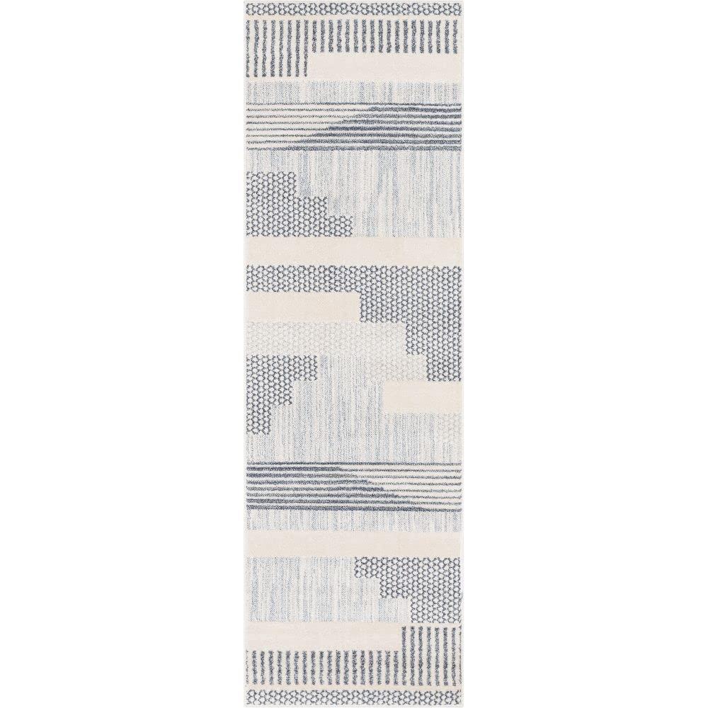 Marcone Briar Tribal Geometric Abstract Light Blue Looped Pile Rug