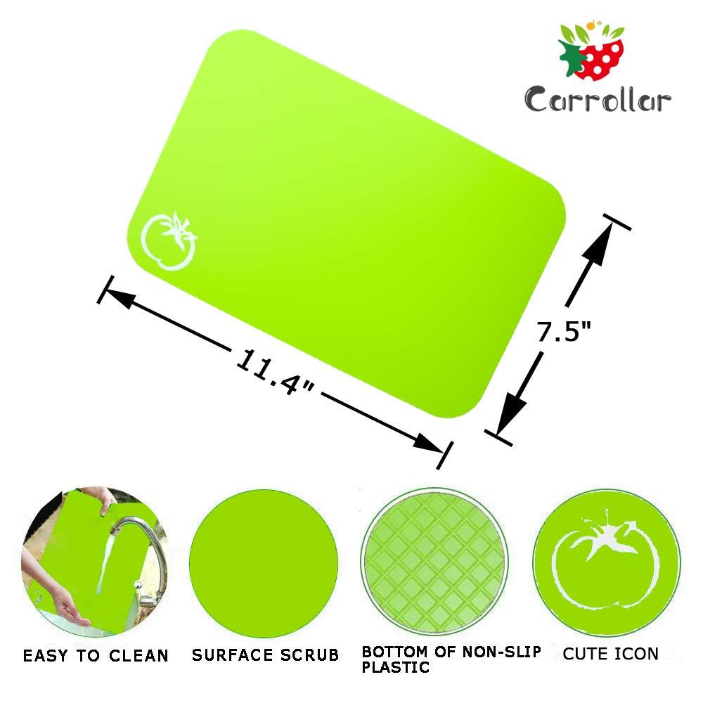 Small Flexible Plastic Cutting Board Mats, Cutting Boards Mats With Food Icons, Gripped Back and Dishwasher Safe, Set of 4 (7.5x11.4inch)