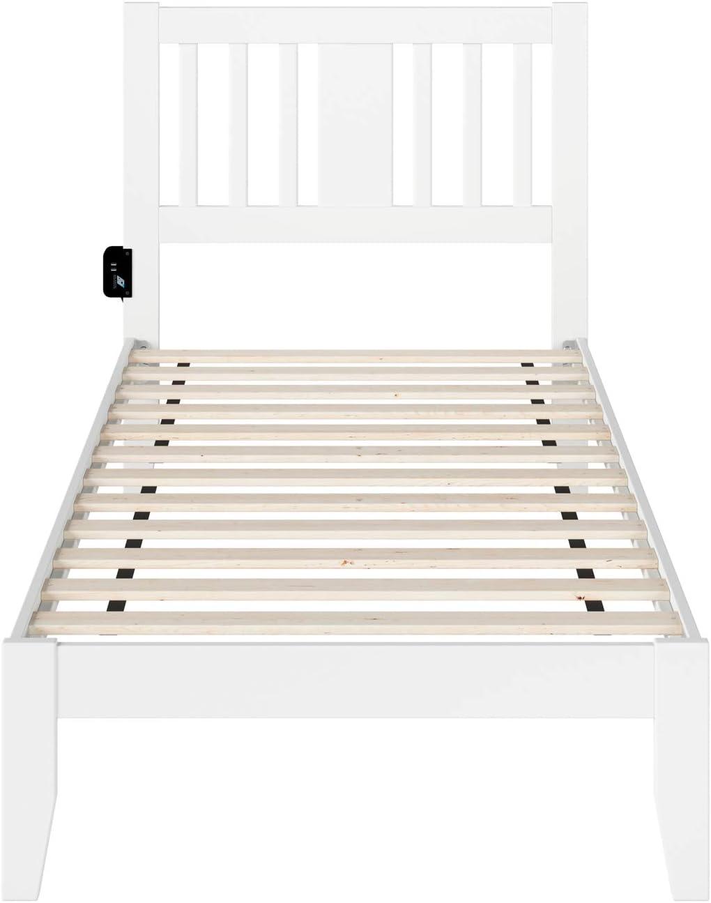 Tahoe Mission-Style Twin Bed with USB Charger in White