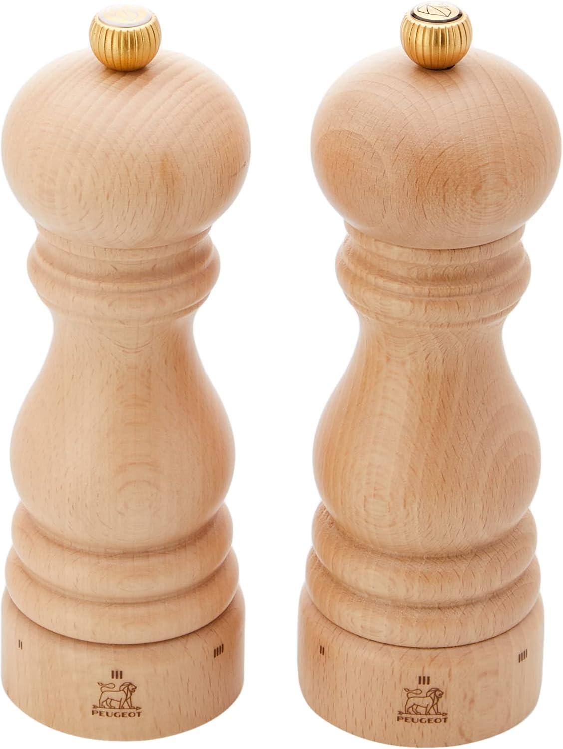 Paris Adjustable Salt + Pepper Mill Set by Peugeot Saveurs - Natural