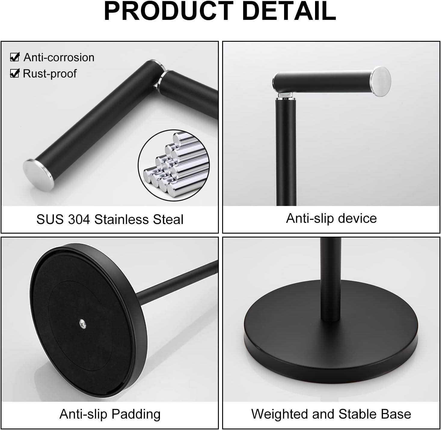 Matte Black Stainless Steel Freestanding Toilet Paper Holder