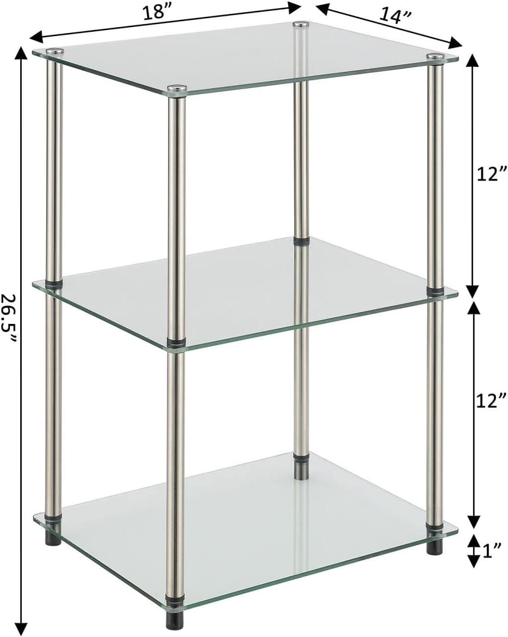 3 Tier End End Table,Classic Glass Tall-Clear