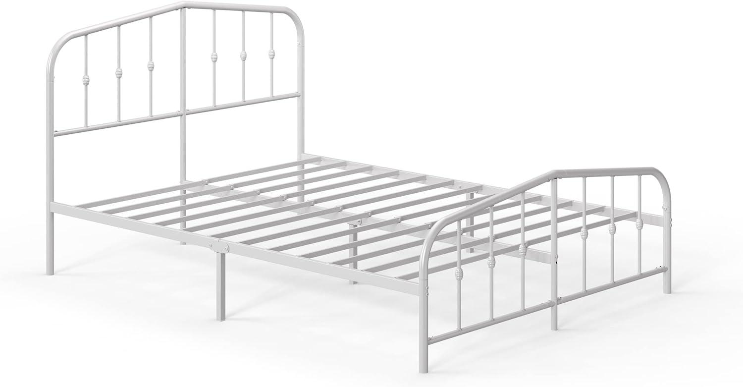 Zinus Queen Heidi Metal Platform Bed Frame White: Contemporary Style, Steel Construction, No Box Spring Needed, Max 700 lbs