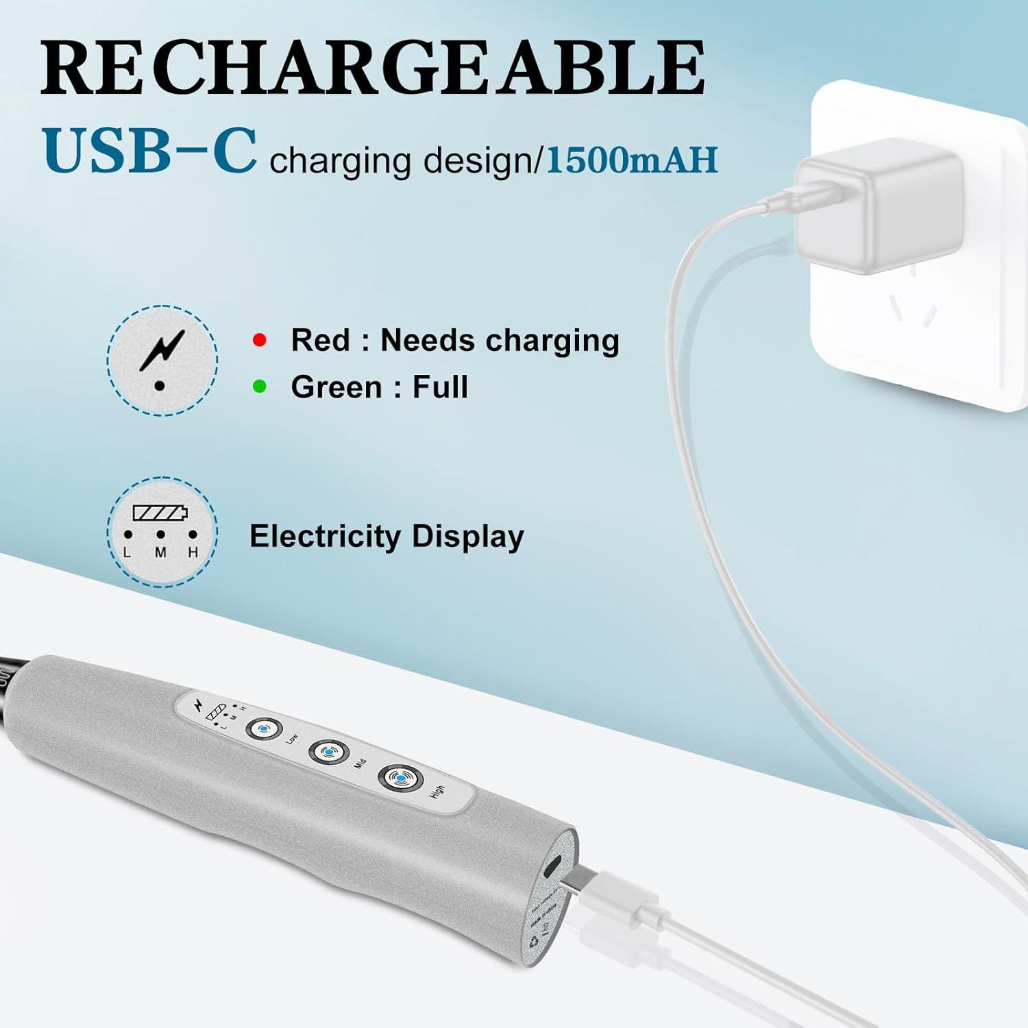 Nahida Silver Milk Frother Wand for Coffee, Frother Handheld Rechargeable Electric Whisk with 3 Heads 3 Speeds Drink Mixer Coffee Frother Foam Maker For Latte, Cappuccino, Hot Chocolate, Egg