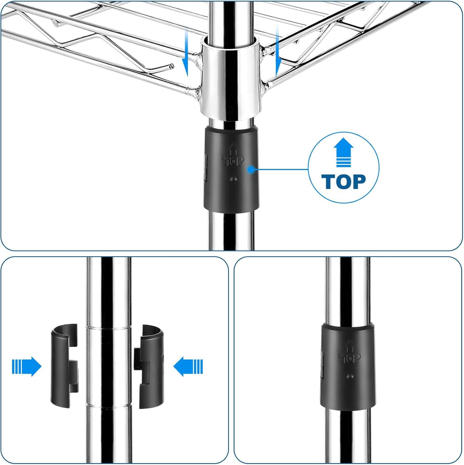 Chrome 5-Tier Adjustable Wire Shelving Unit with Wheels