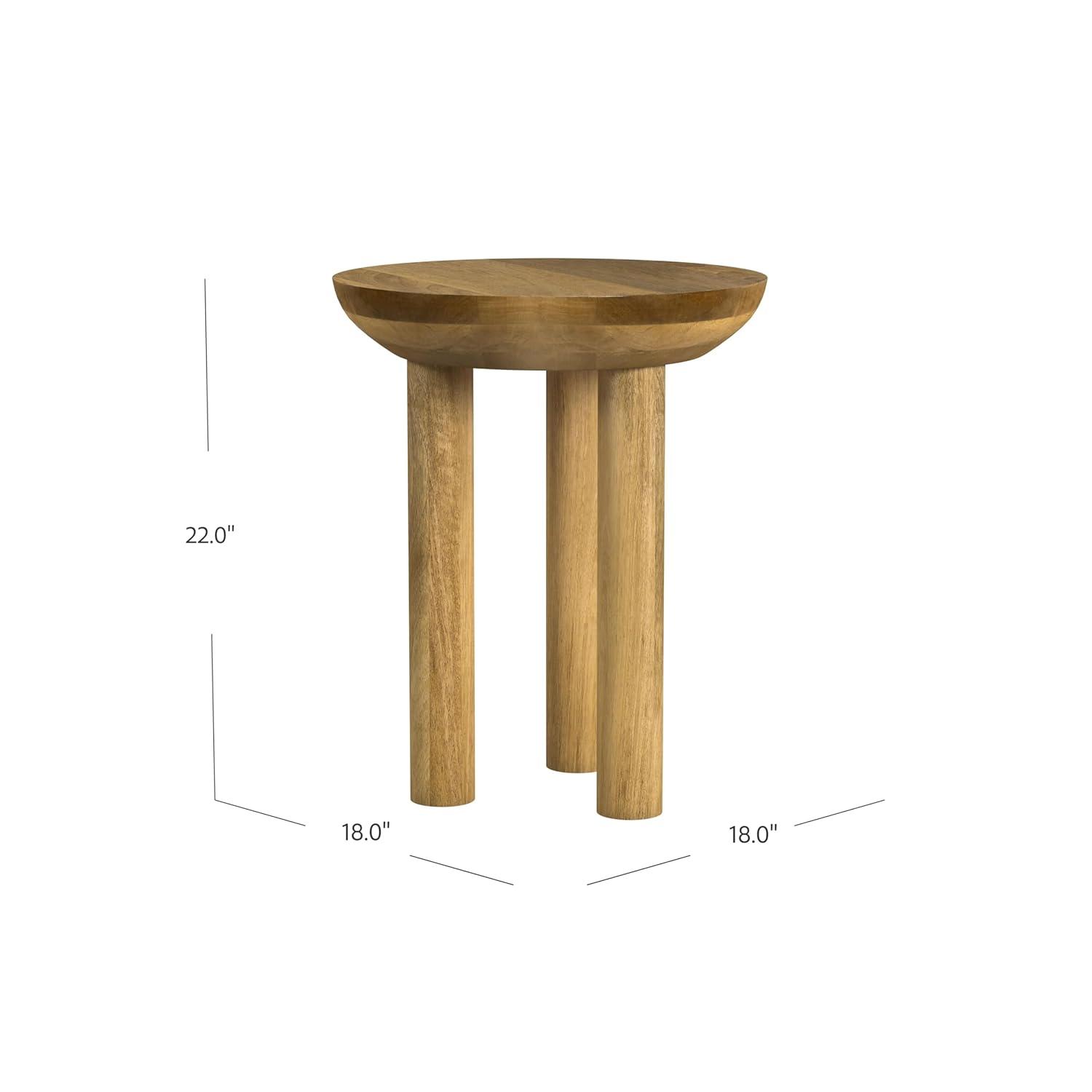 HomePop Mango Wood 3 Leg Side Table Natural