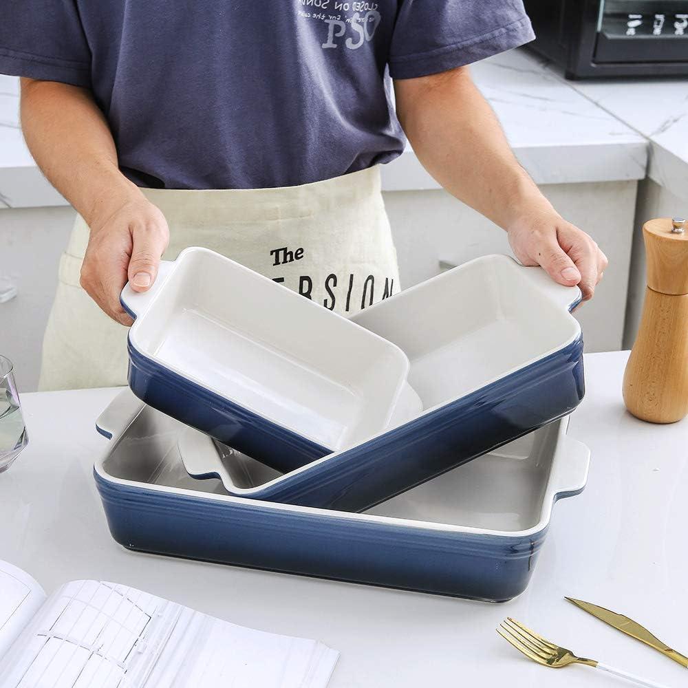 Adeco Trading Ceramic Bakeware Set, Rectangular Baking Dish For Cooking, Kitchen, Cake Dinner, Banquet And Daily Use, 9X13 Casserole Dishes For Oven Porcelain Baking Pans