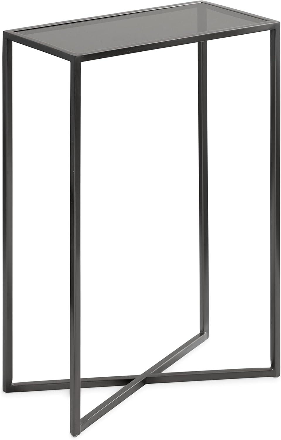Kate and Laurel Jaspur Rectangle Metal Side Table, 16x8x24, Pewter
