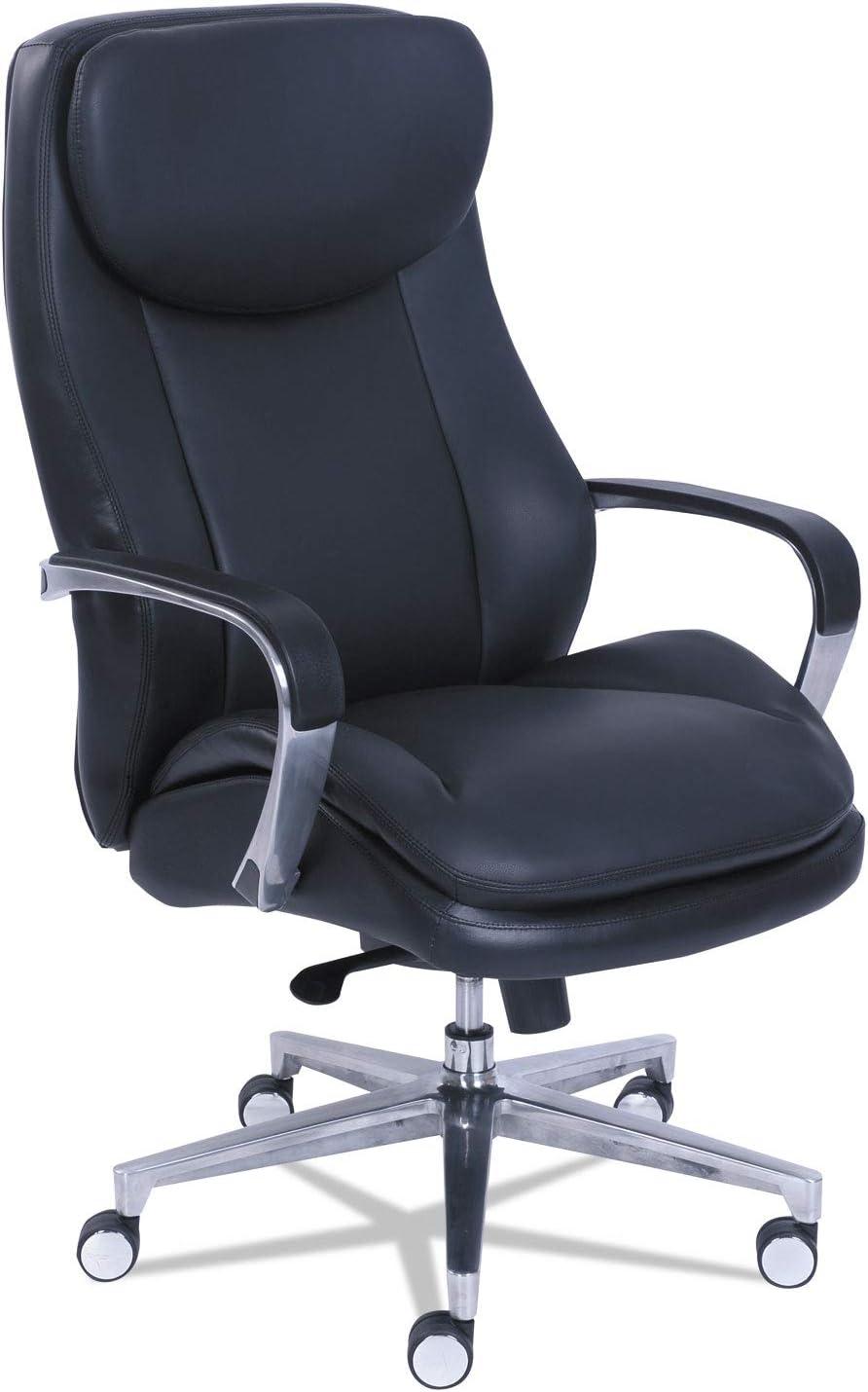 La-Z-Boy Commercial 2000 High-Back Executive Chair, Supports Up to 300 lb, 20.25" to 23.25" Seat Height, Black Seat/Back, Silver Base