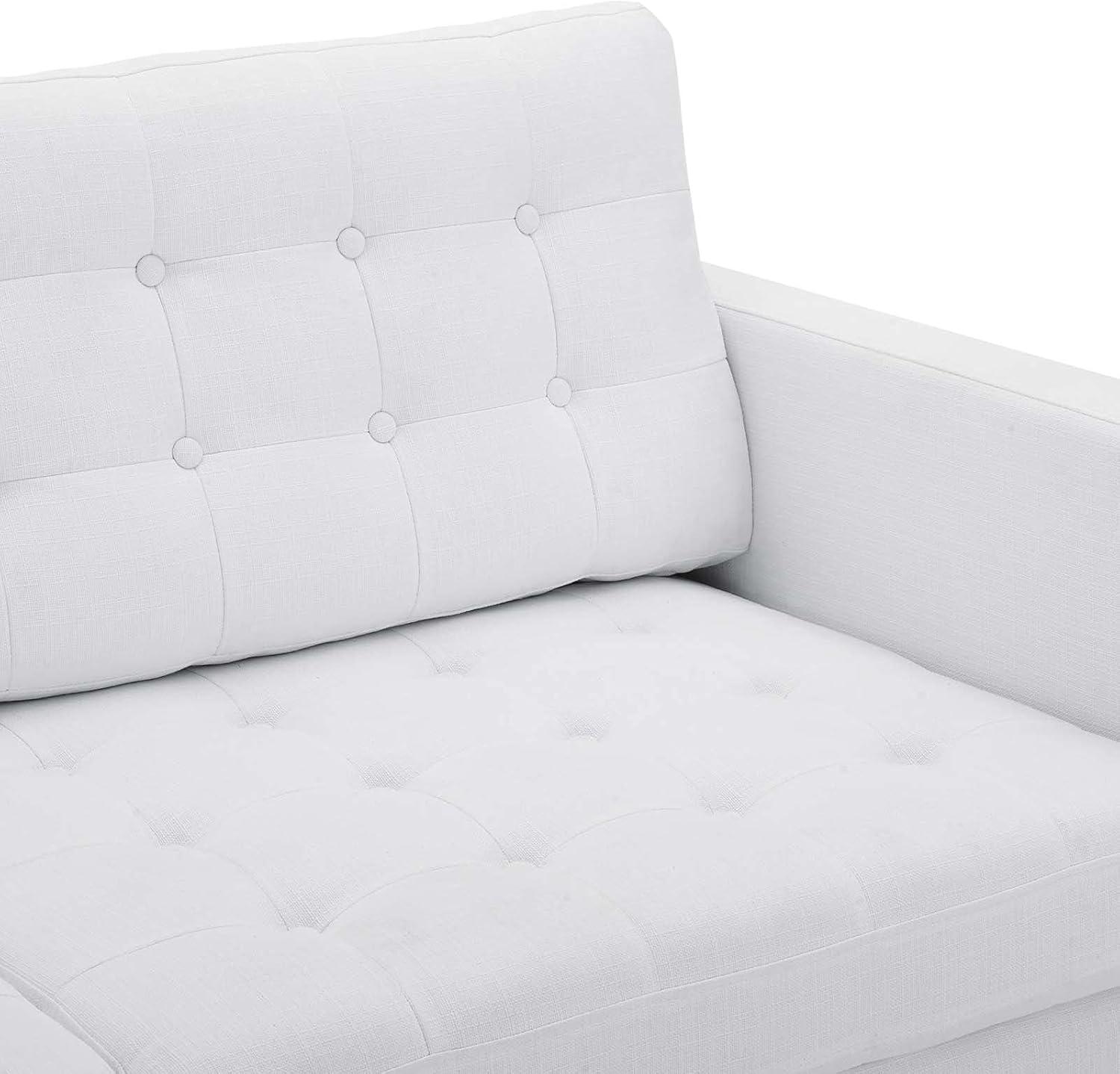 Modway Exalt Fabric Upholstered Tufted Sofa in White & Black