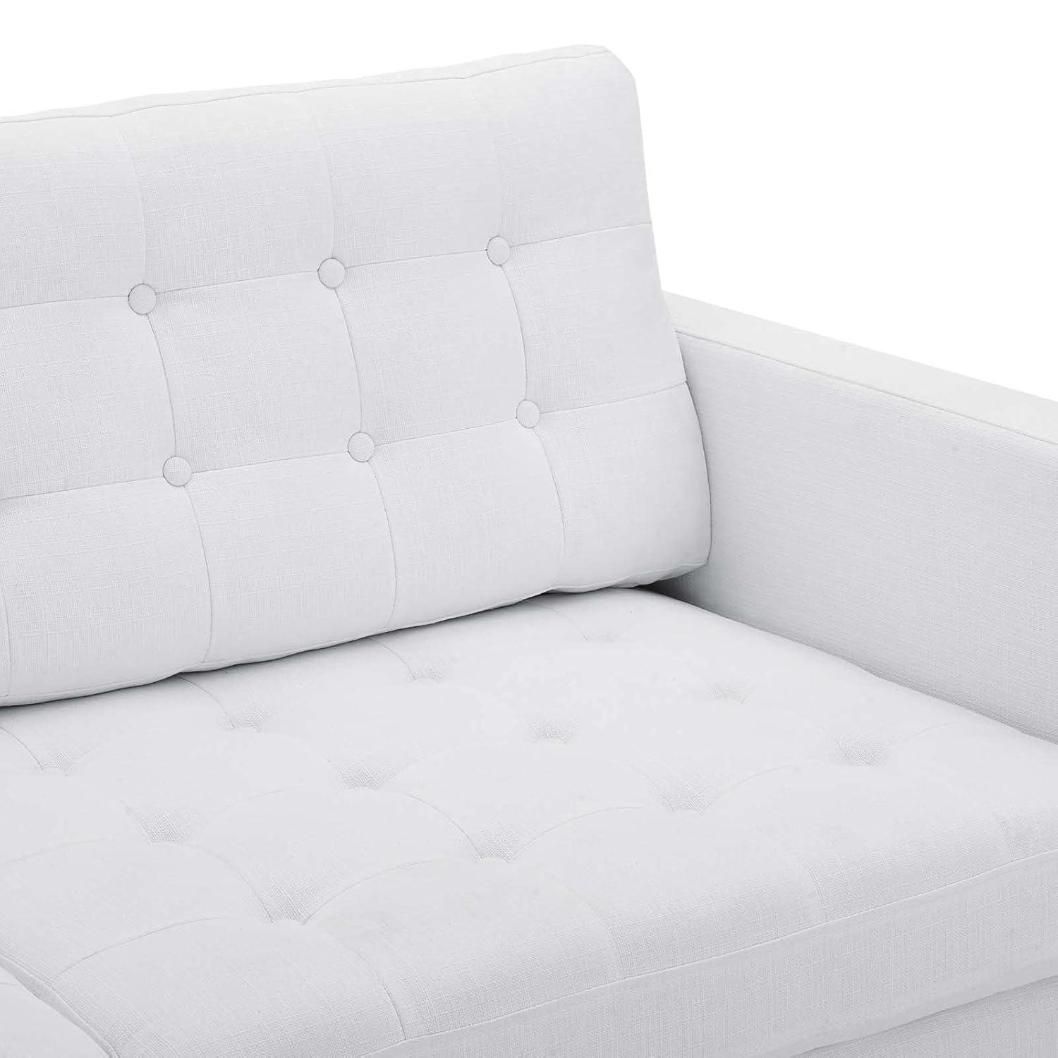 Modway Exalt Fabric Upholstered Tufted Sofa in White & Black