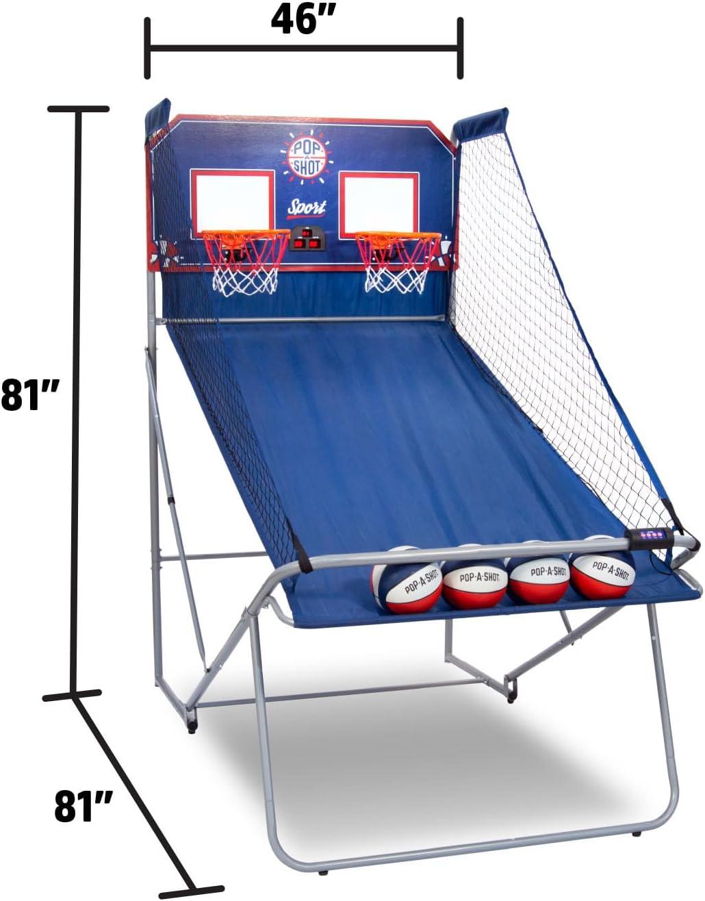 Pop-A-Shot Official Dual Shot Sport Basketball Arcade Game – 10 Games – 6 Audio Options – Durable Construction – Easy Fold Up