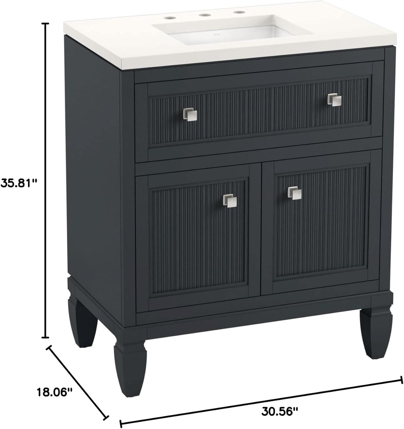Hearthaven 30'' Free Standing Single Bathroom Vanity Cabinet with Sink and Quartz Top