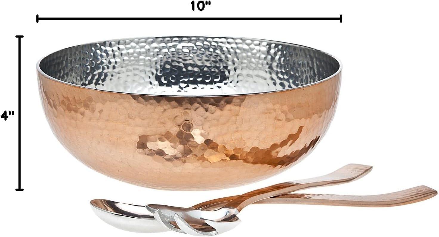 Godinger 19417 Hammered Bowl With Server, Copper