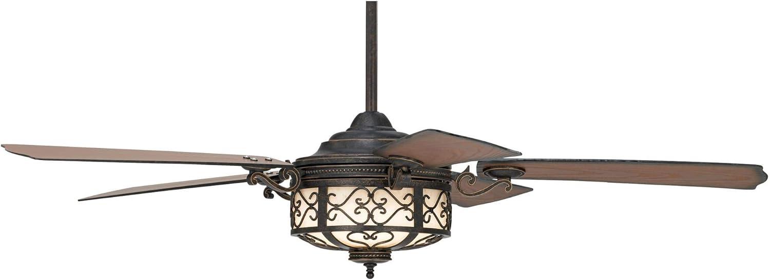 54" Casa Vieja Hermitage Rustic Indoor Outdoor Ceiling Fan with Dimmable LED Light Remote Control Golden Forged Walnut Damp Rated for Patio Exterior