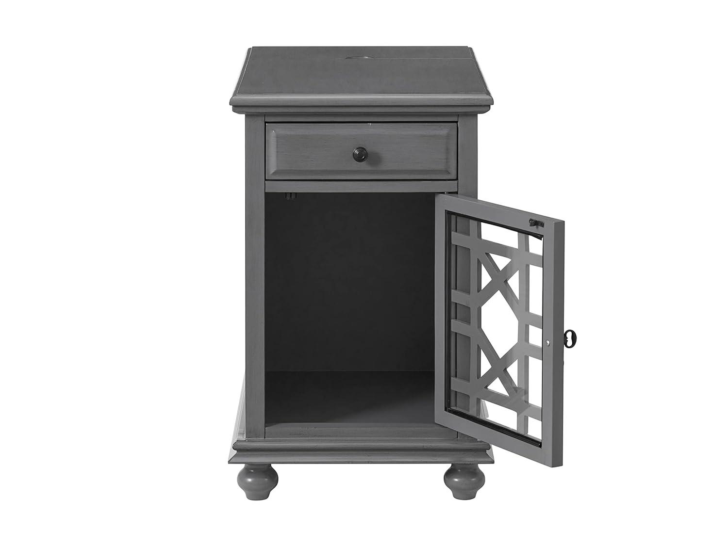 Martin Svensson Home Gray Elegant Chairside Table with Power