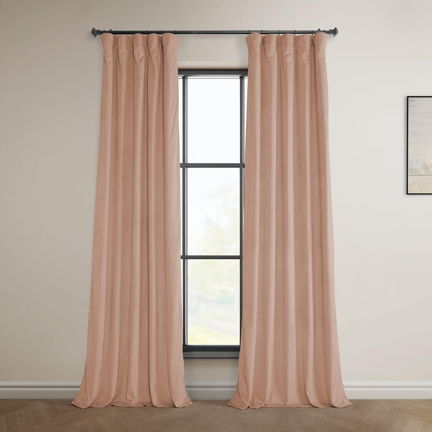 HPD Half Price Drapes Heritage Plush Velvet Curtains 108 Inches Long Room Darkening Curtains for Bedroom & Living Room 50W x 108L, (1 Panel), Peach Blossom