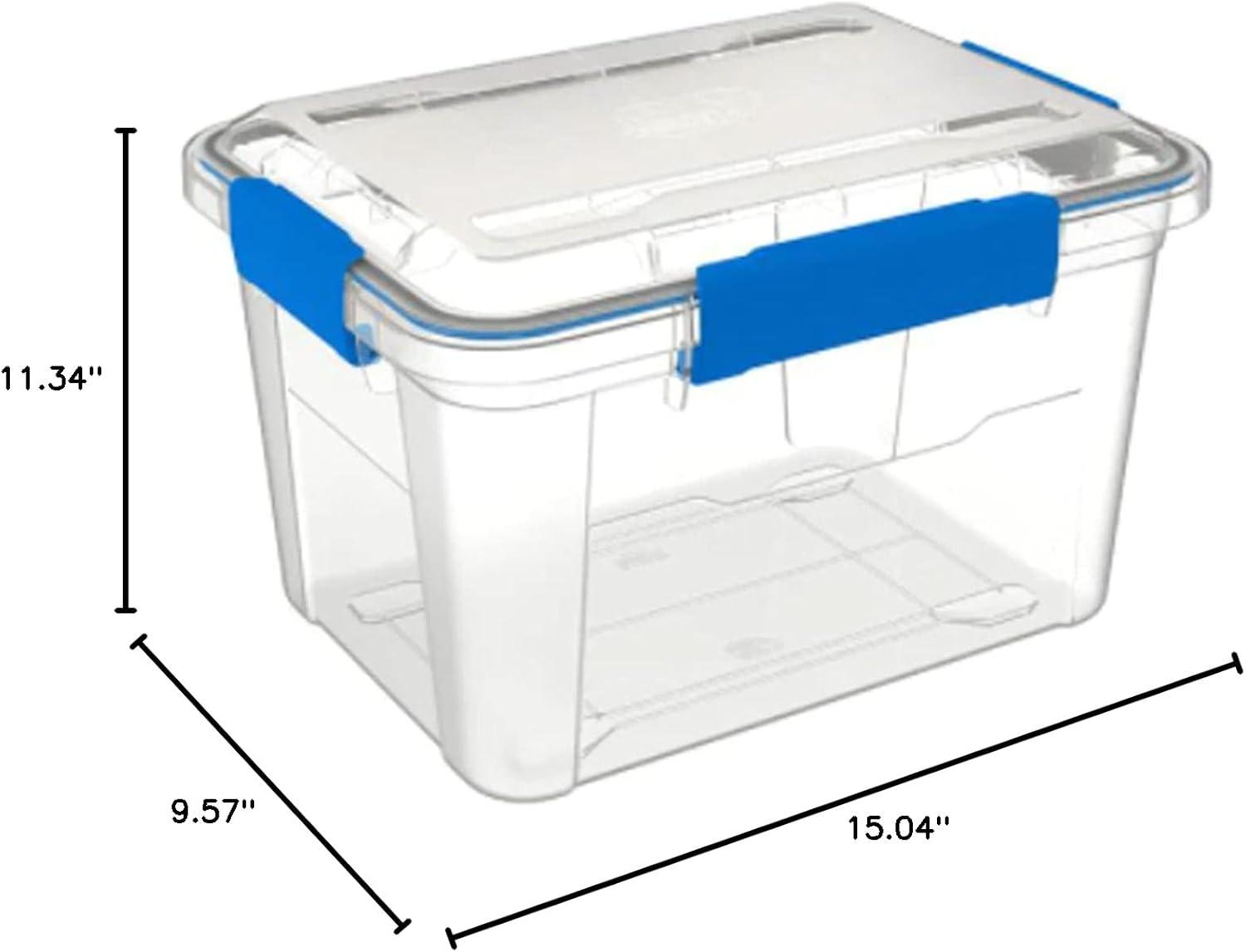 Clear 18L Waterproof Stackable Plastic Storage Box with Blue Lid