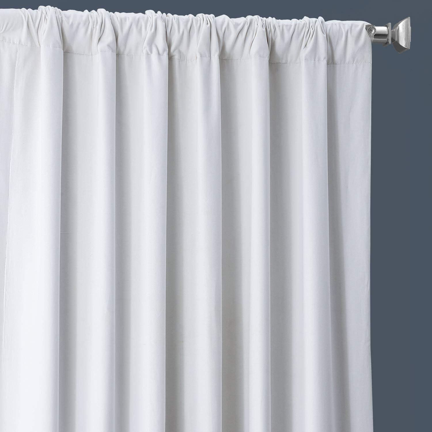 Whisper White Cotton Blackout Curtains 108" Long