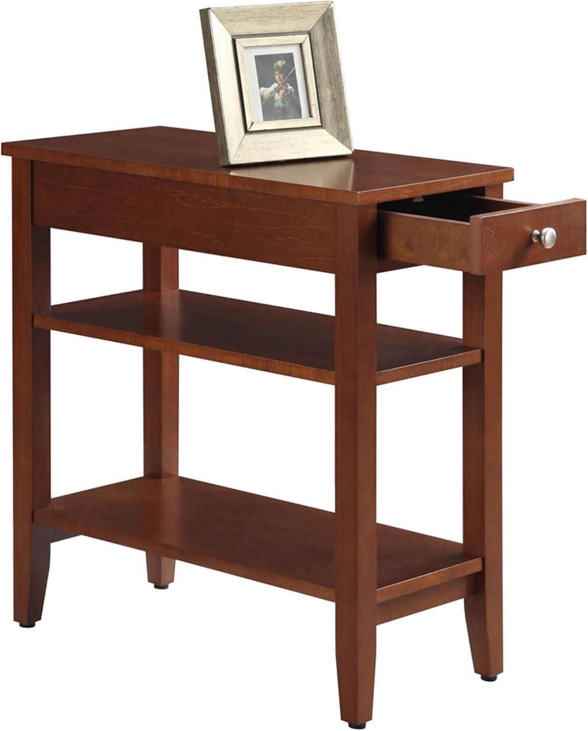 Convenience Concepts American Heritage 1 Drawer Chairside End Table with Shelves, Cherry
