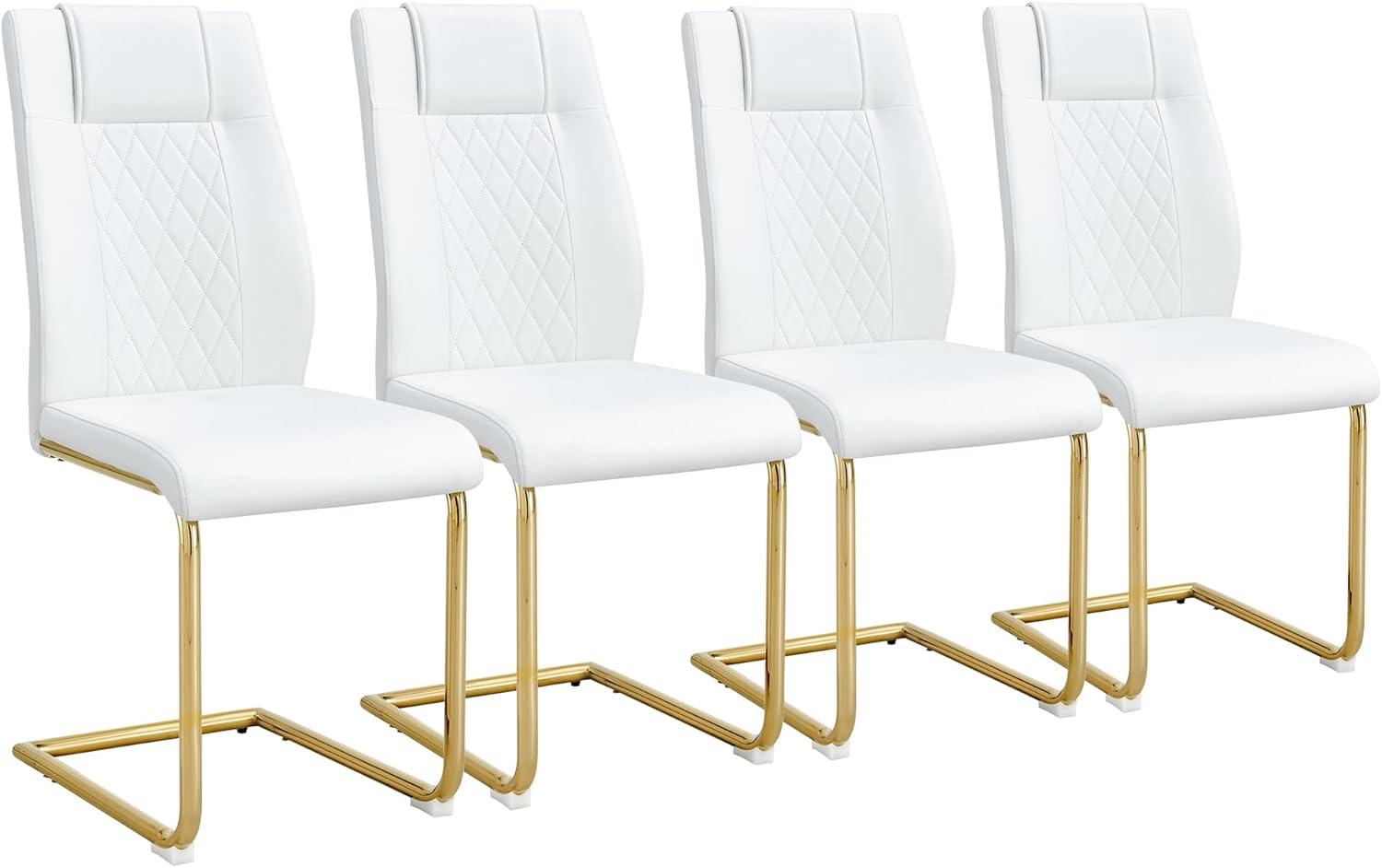 Ecarpat Dining Chairs Set of 4 with Golden Leg, Artificial Leather, for Kitchens Living Rooms and Offices