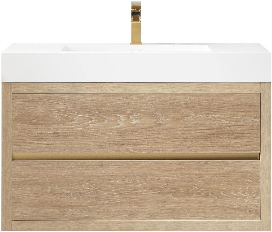 Palencia 36" Single Sink Wall-Mount Floating Wood Bathroom Vanity No Mirror