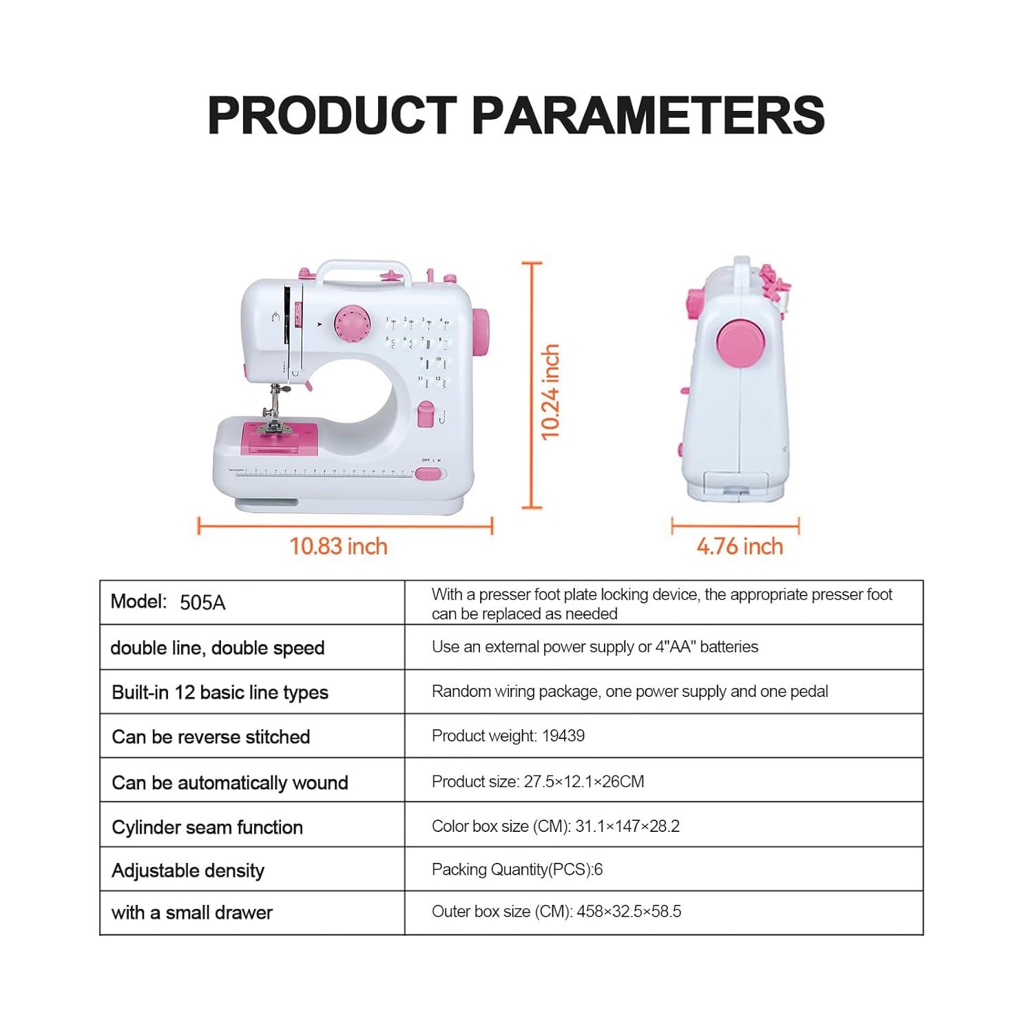 VIFERR Portable Sewing Machine, Mini Handheld Electric Sewing Machines 12 Stitches for Beginners Kids - Pink