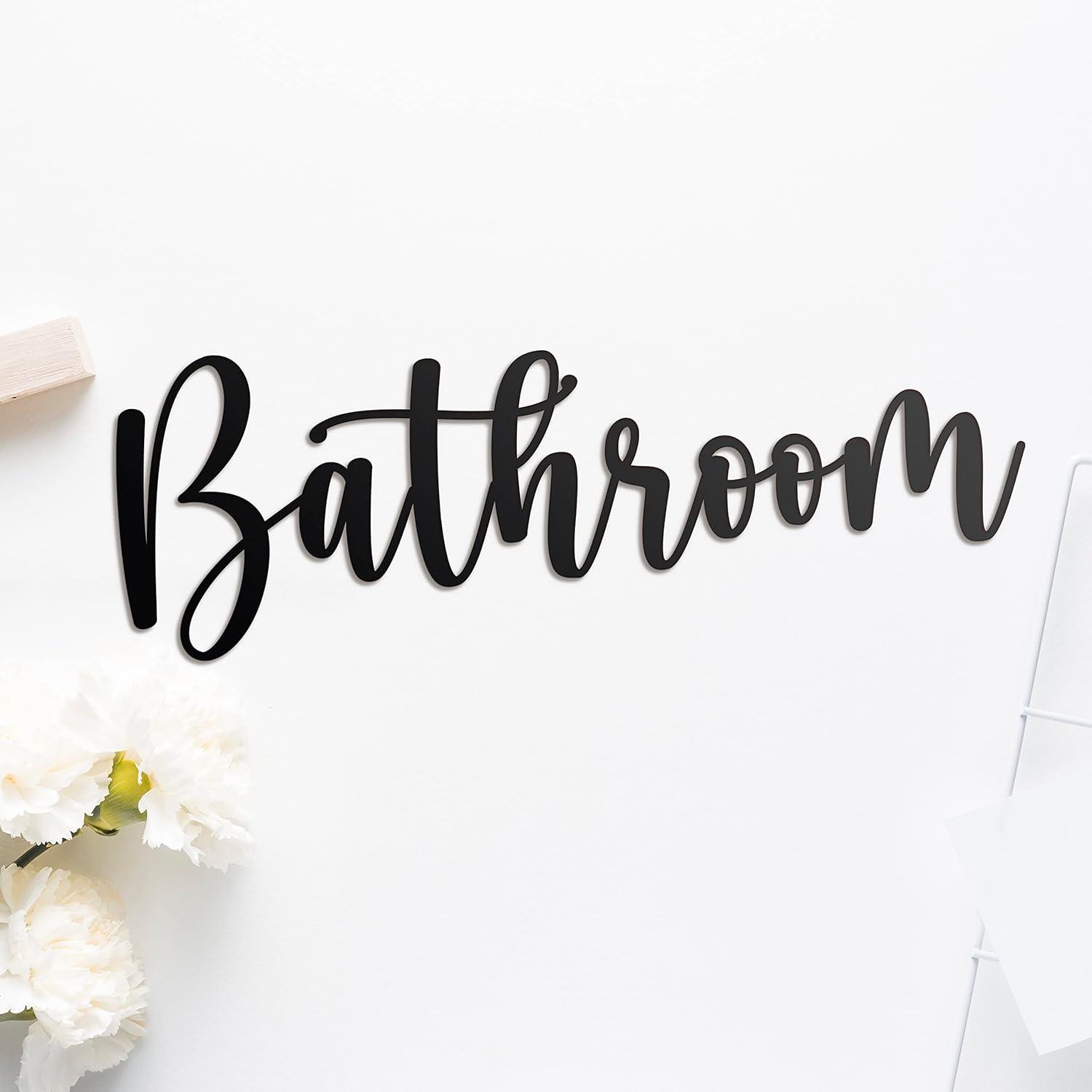 Vivegate Bathroom Letter Sign Wall Decor Metal Art - 16"x6" Farmhouse Bathroom Signs For Door Metal Cut Out Bathroom Signs Wall Decor From Durable Powder-coated Metal, Perfect For Home Farmhouse