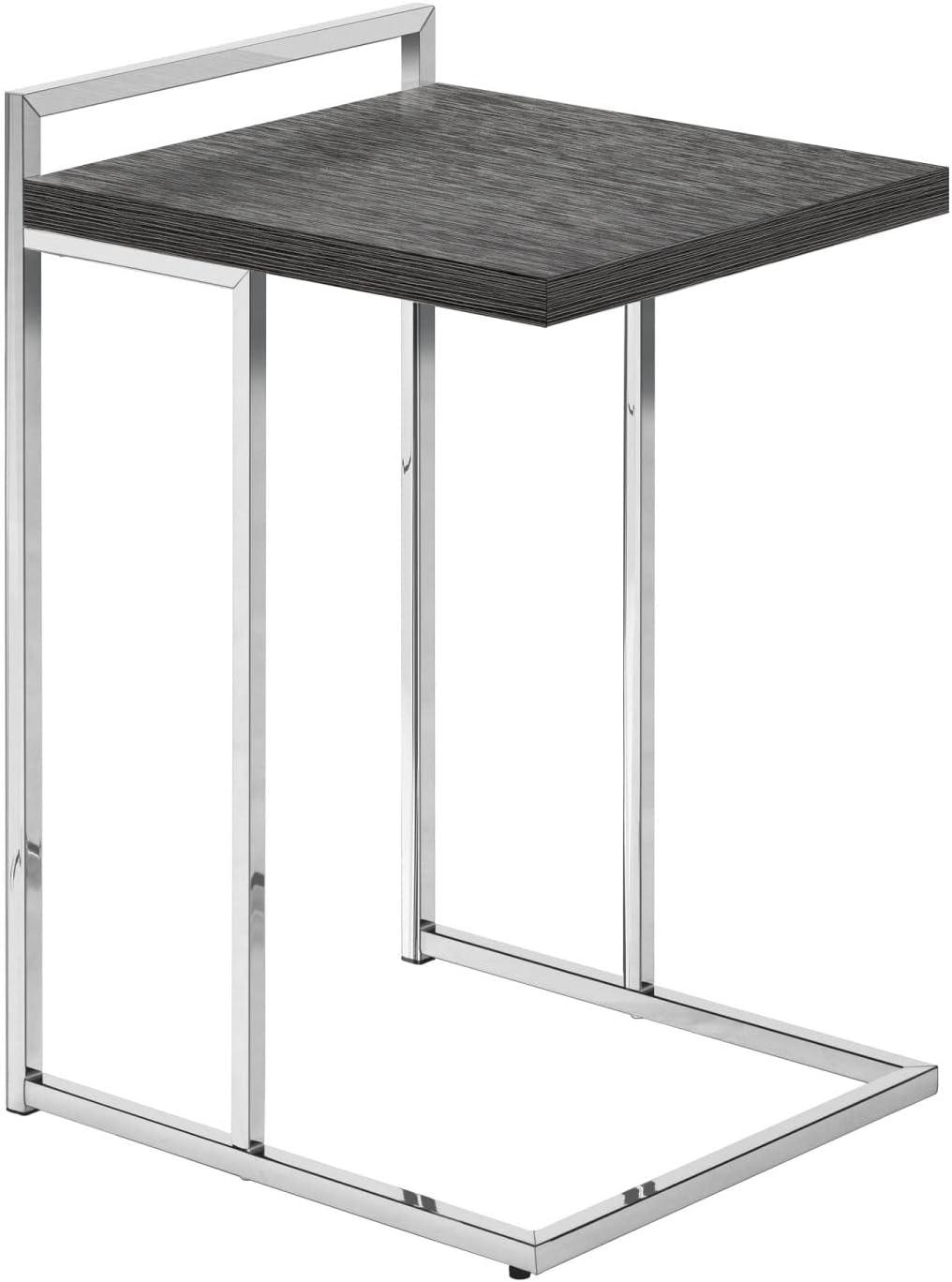 Contemporary Chrome and Gray Metal Rectangular Side Table