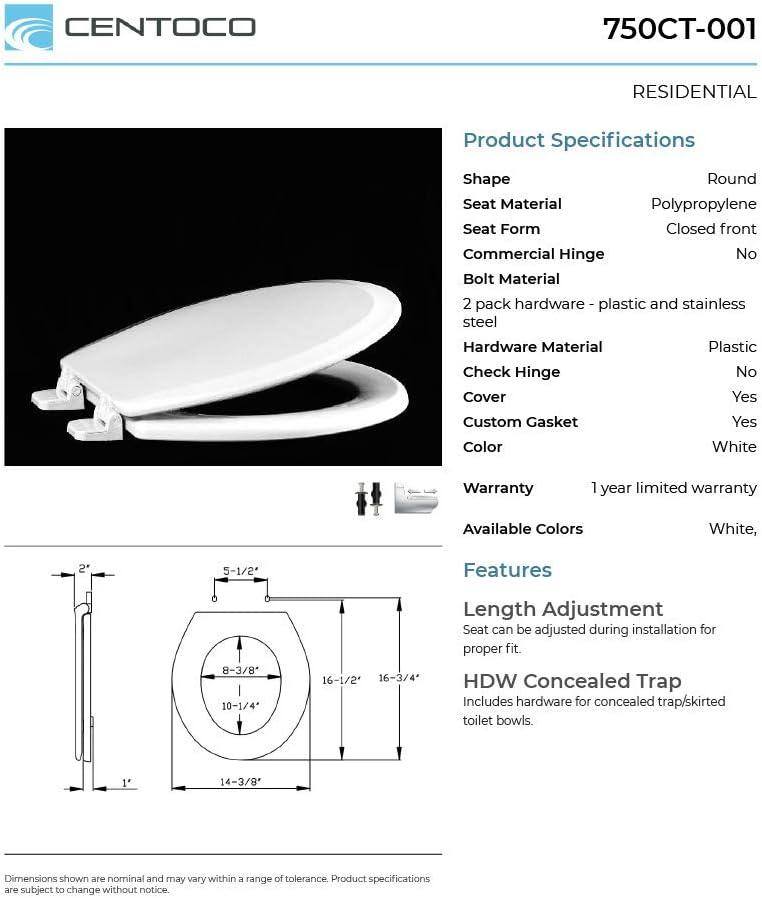 White Round Closed Front Plastic Toilet Seat