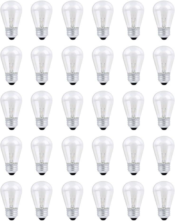 30 Pack S14 Outdoor String Light Bulbs Set orange, 120V 11W Clear Outdoor Patio Vintage Light Shatterproof Bulbs