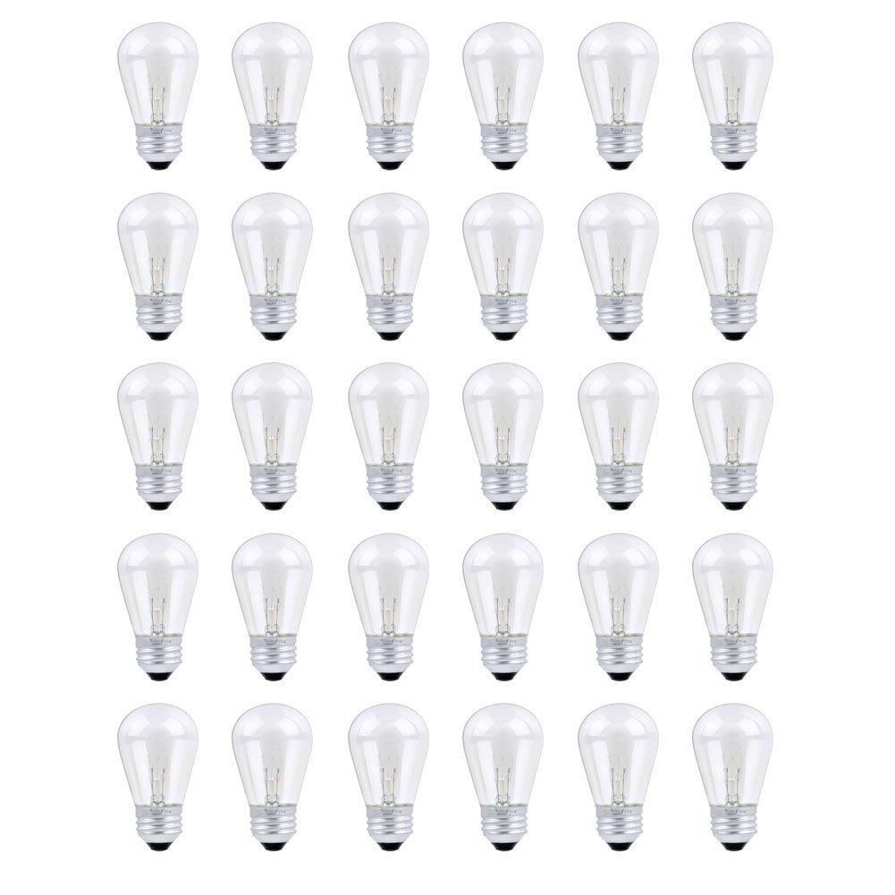 30 Pack S14 Outdoor String Light Bulbs Set orange, 120V 11W Clear Outdoor Patio Vintage Light Shatterproof Bulbs