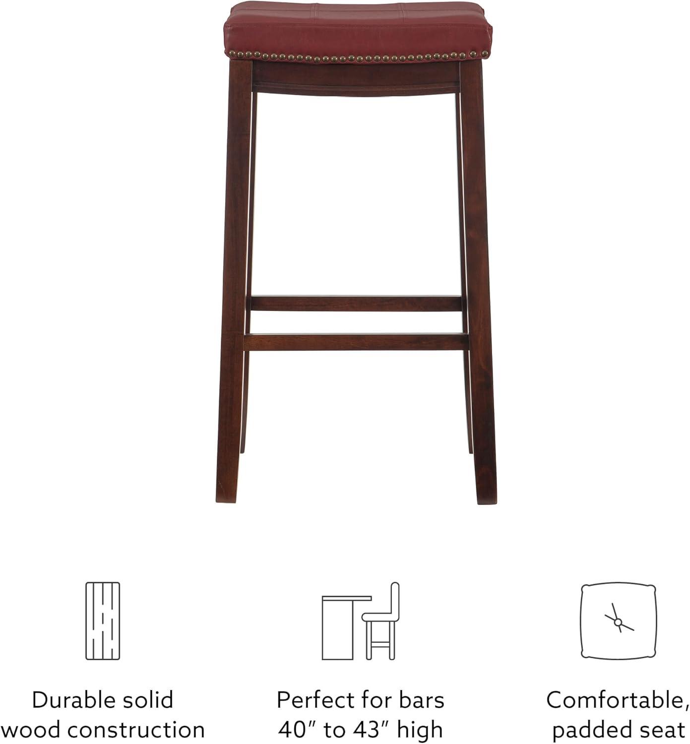 Padded Saddle Seat Barstool Hardwood - Linon