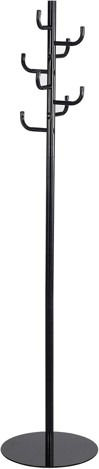 Black Steel Freestanding Coat Rack with Umbrella Stand