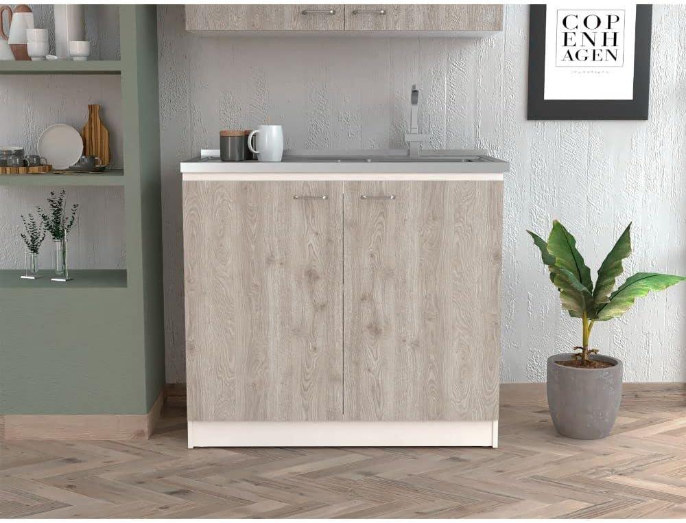 TUHOME Napoles Utility Sink Cabinet With Integrated Steel Sink