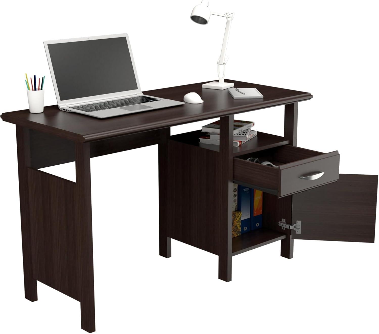 Inval 1-Drawer Writing Desk with Cabinet in Espresso