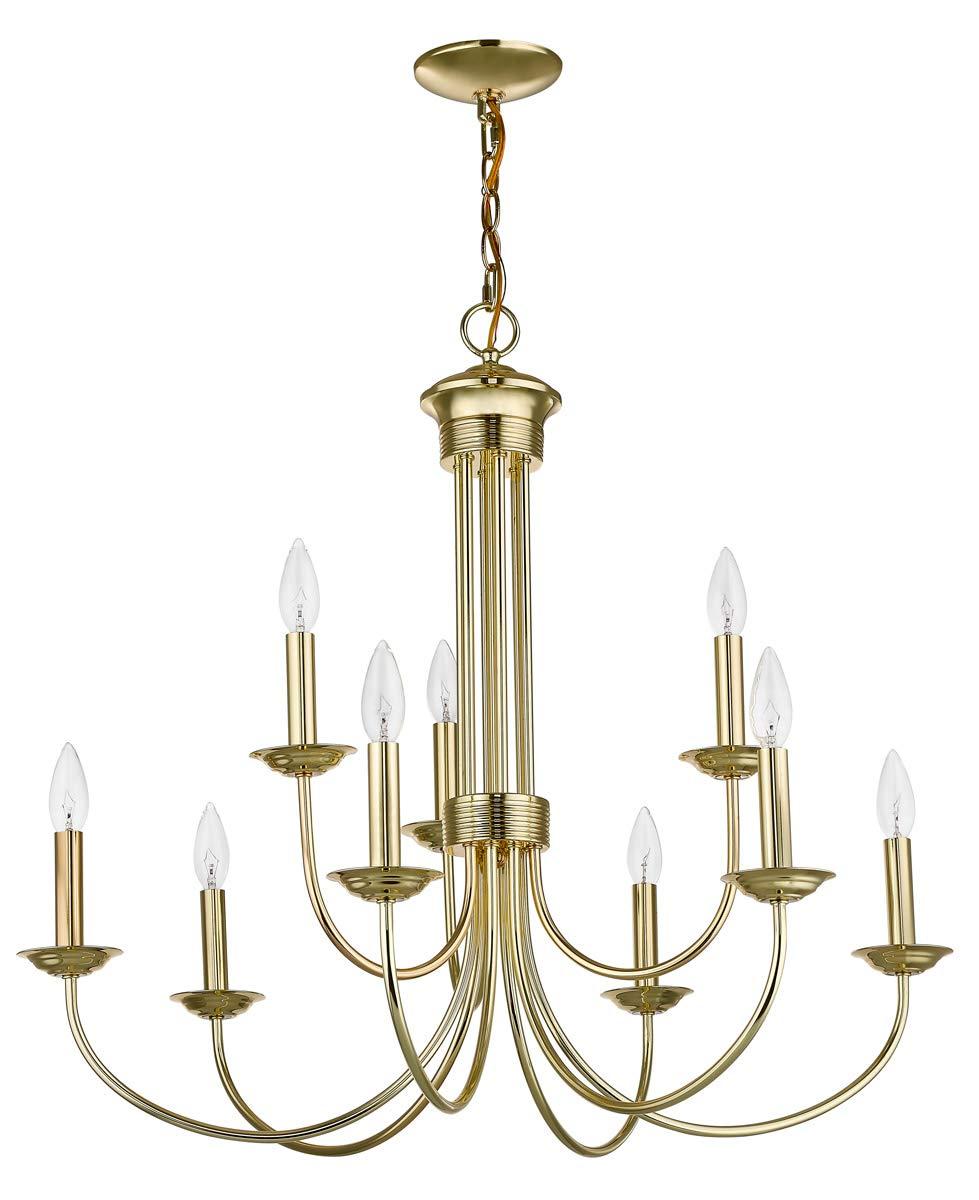 Livex Lighting Estate 9 - Light Chandelier in  Polished Brass