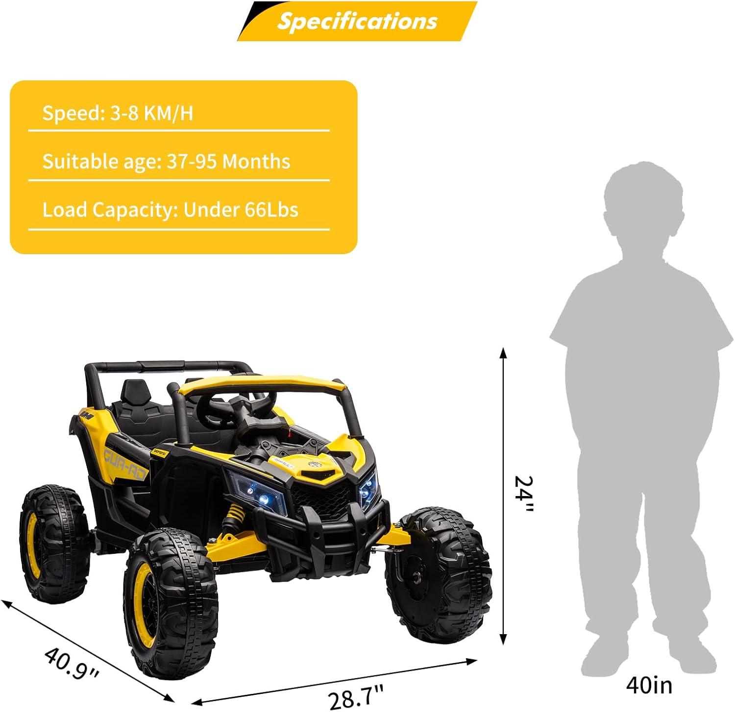 24V Ride On UTV Car, Battery Powered Electric Vehicles with Remote Control