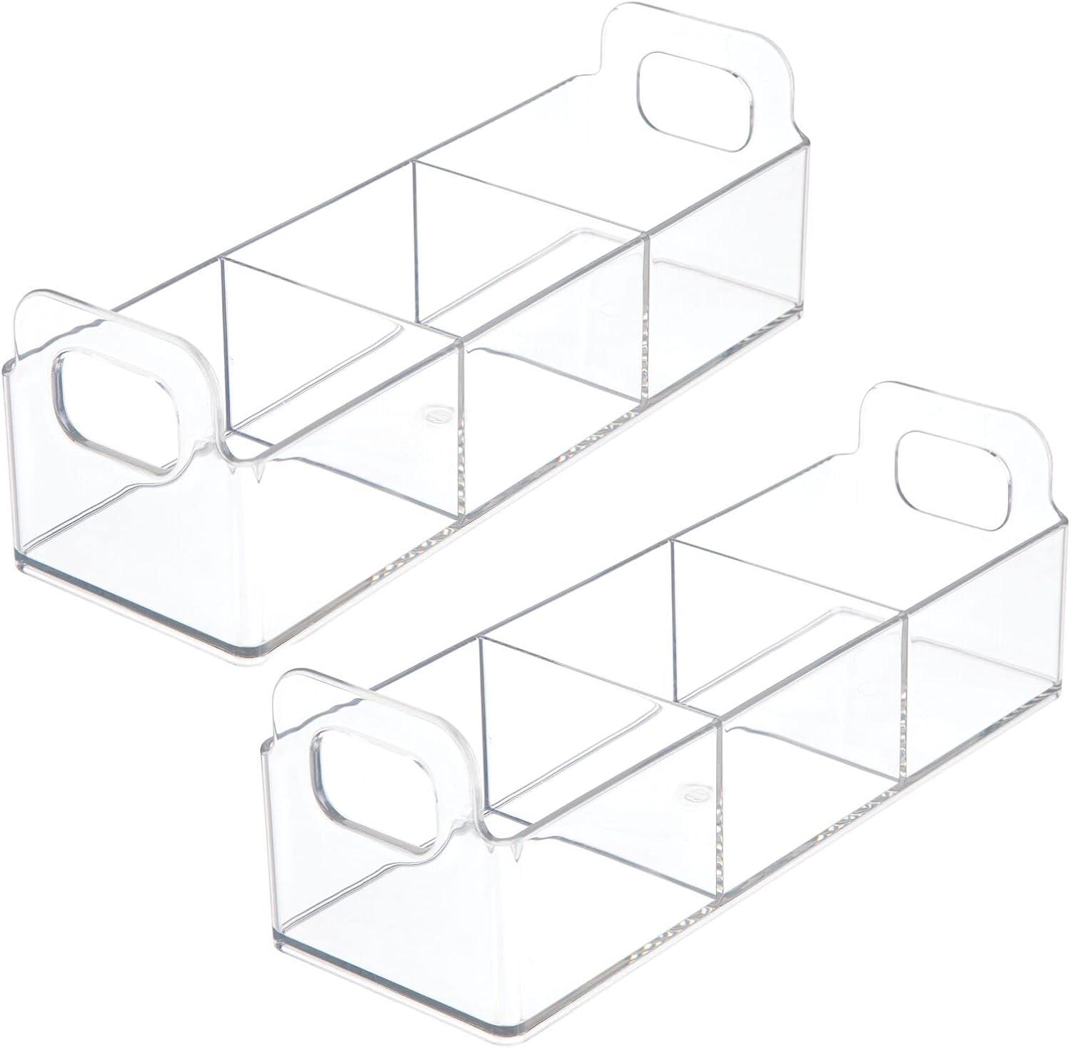 Clear Plastic Rectangular Storage Baskets with Handles, 2-Piece Set