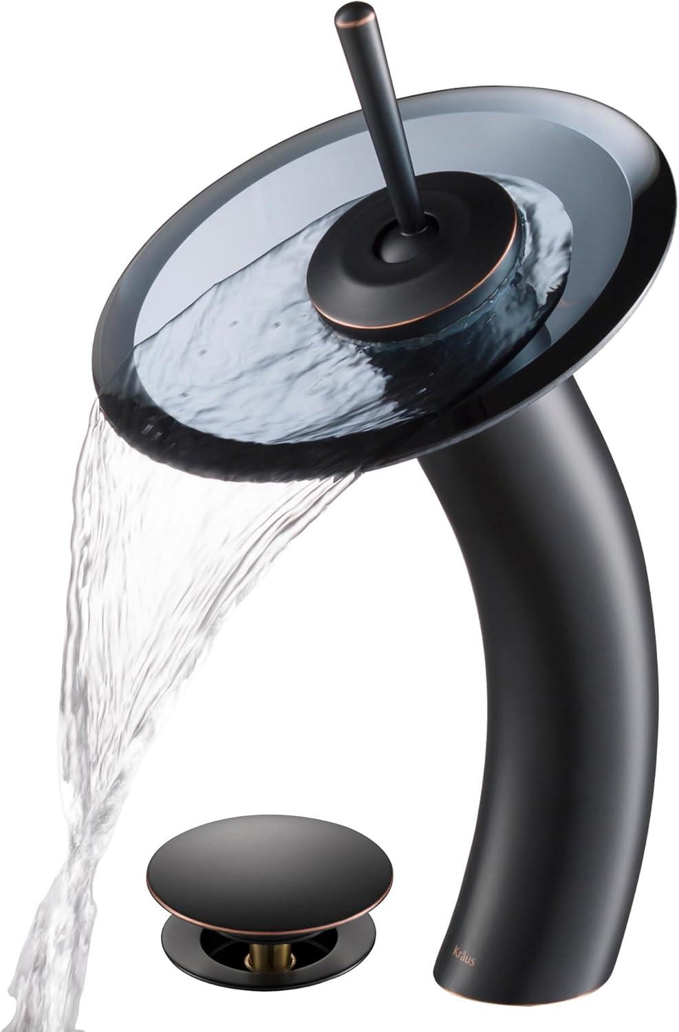 Waterfall Single Hole Single Handle Bathroom Faucet with Drain Assembly