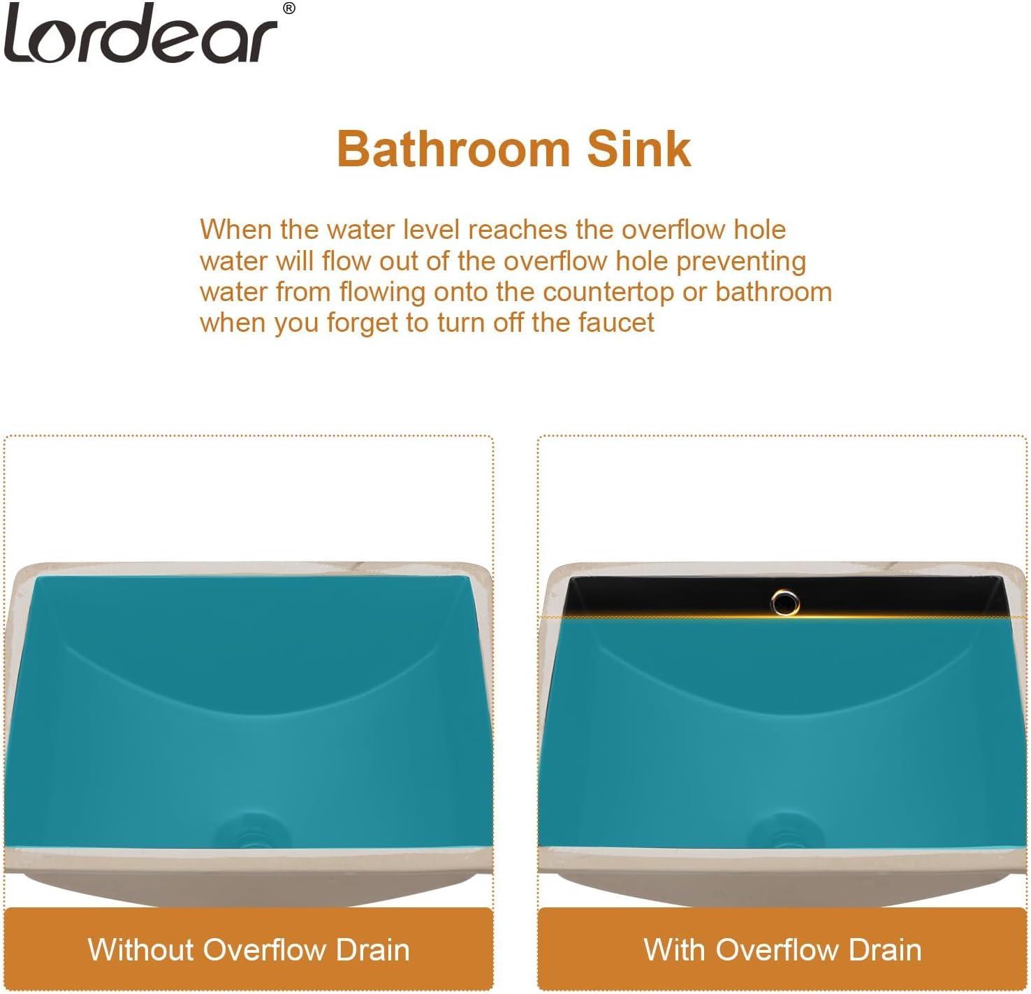 18" L x 14" W Undermount White Ceramic Rectangle Sink Under Counter Basin Bathroom Sink