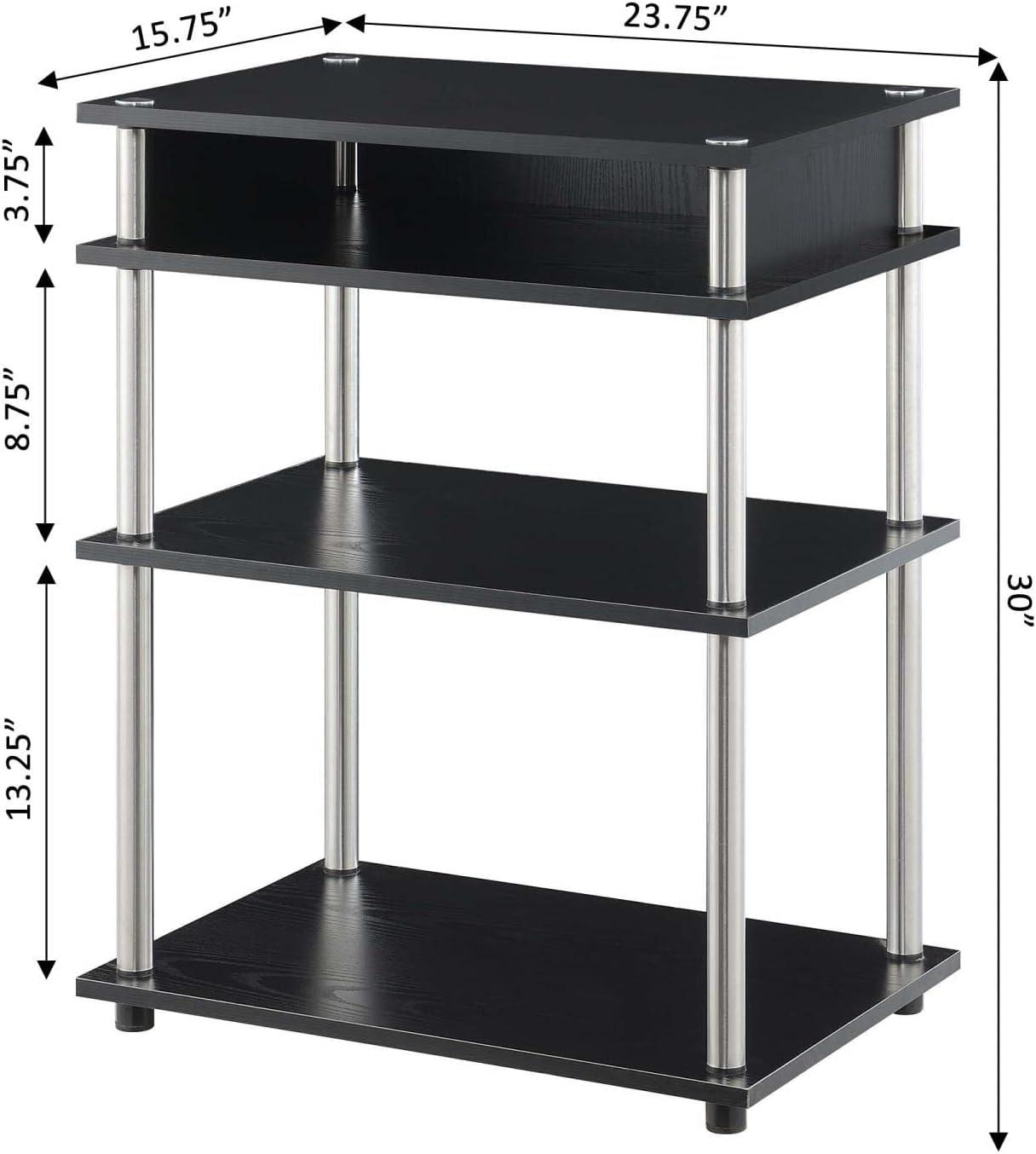 Convenience Concepts Designs2Go No Tools Printer Stand with Shelves, Black