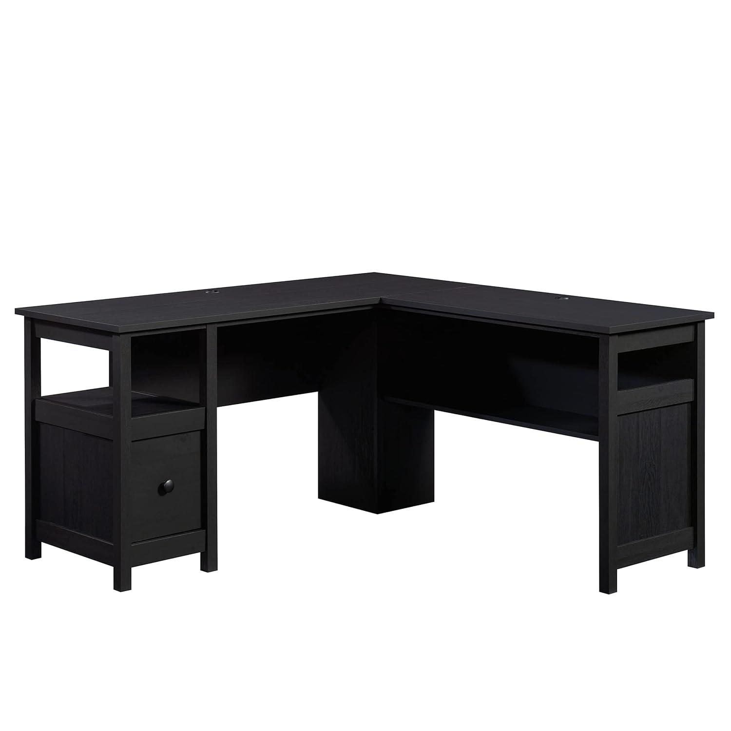 Cannery Bridge L Desk Sindoori Mango - Sauder: Mid-Century Modern Office Furniture with File Storage