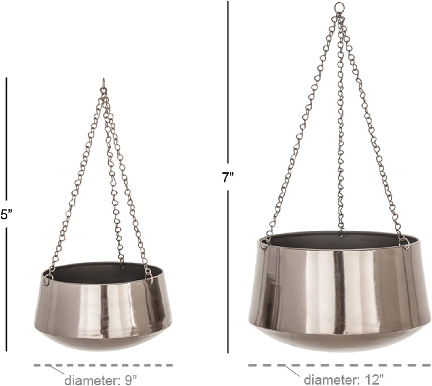 Set of 2 Modern Iron Hanging Round Planters - Olivia & May