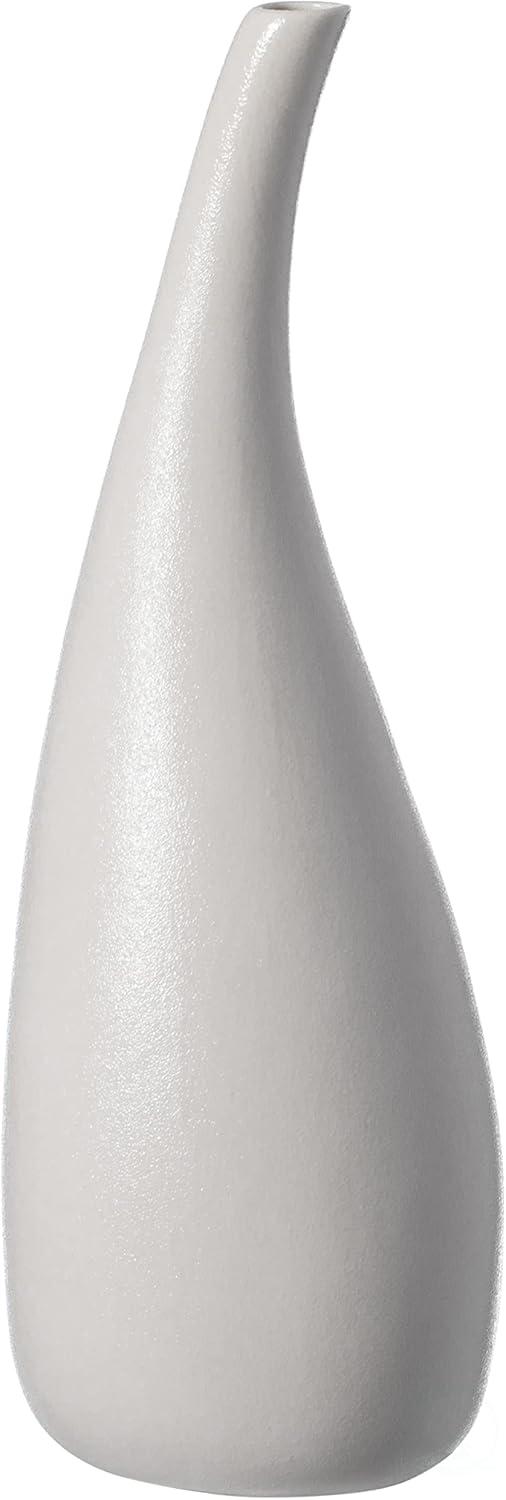 Uniquewise White Contemporary Unique Teardrop Shaped Ceramic Table Vase Flower Holder,12.5 Inch