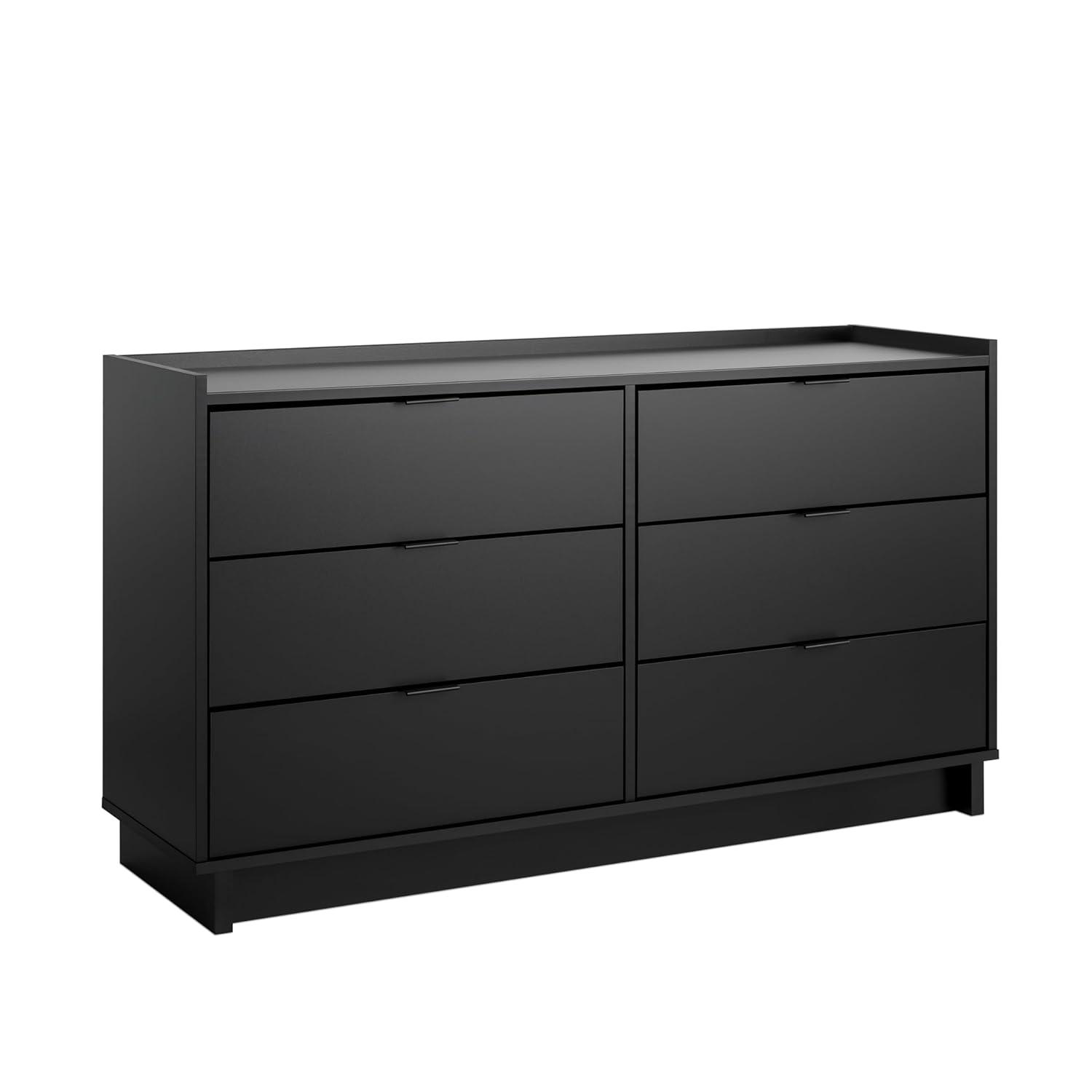 Prepac 52.5" Wide Simply Modern 6 Drawer Dresser Black