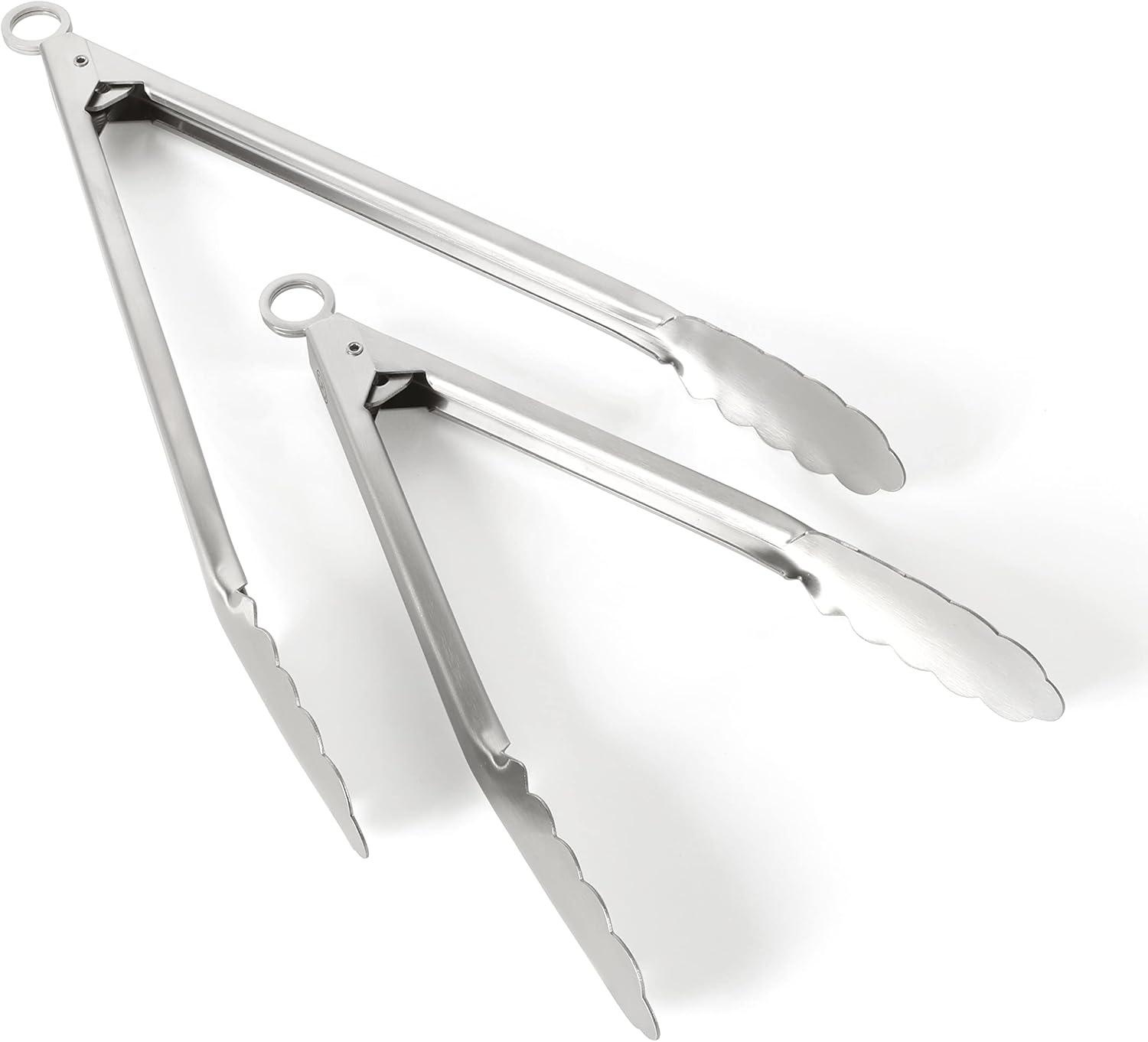 Stainless Steel 2-Piece Kitchen Tongs Set with Hanging Loop