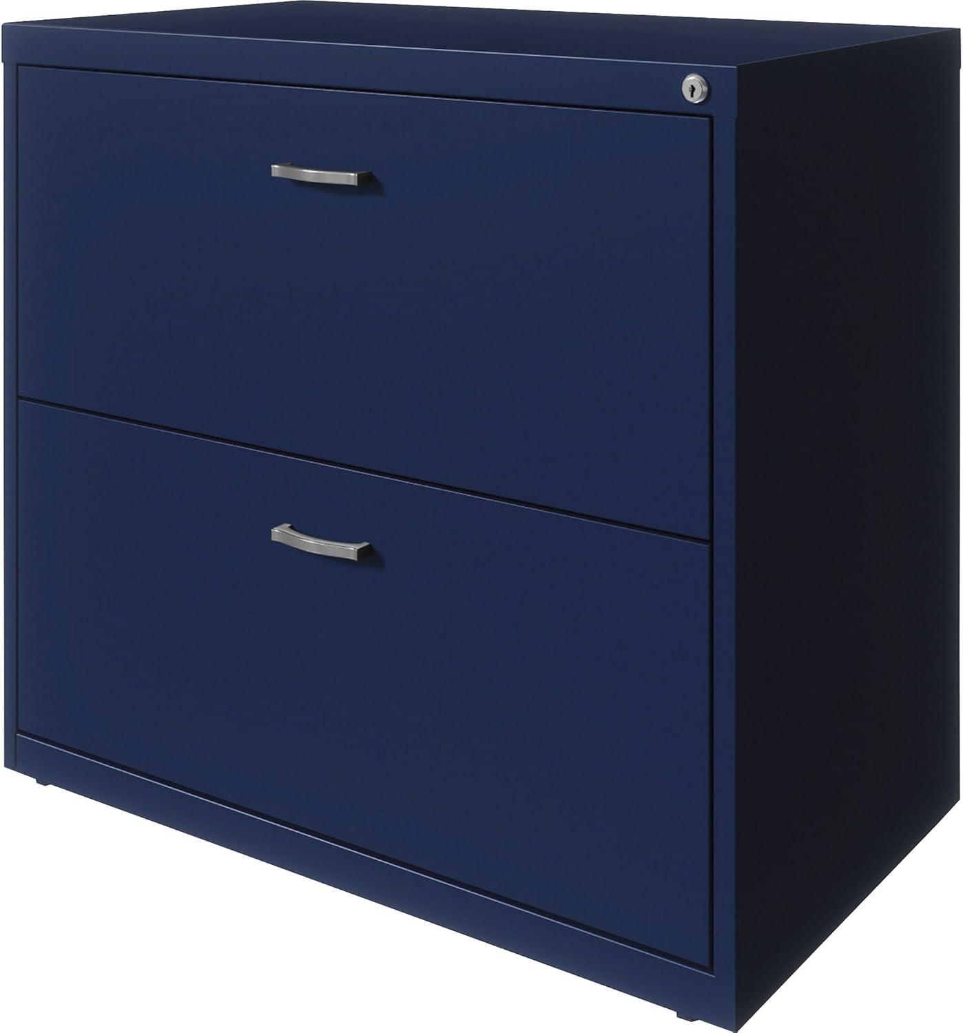 Navy 36" Steel 2-Drawer Lockable Lateral File Cabinet