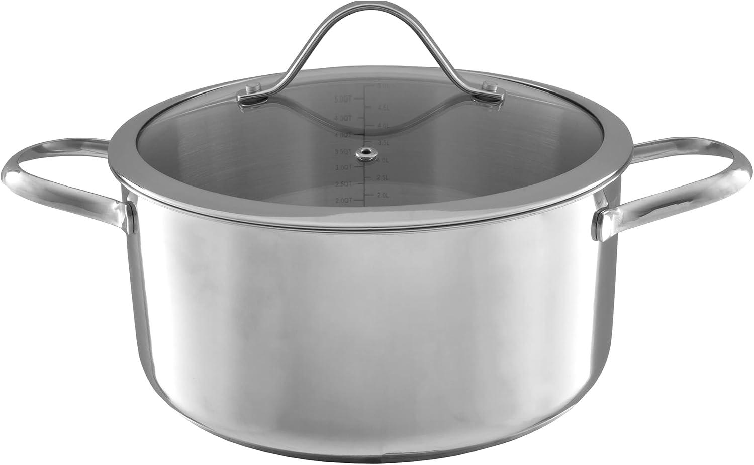 6-Quart Stainless Steel Stock Pot with Lid